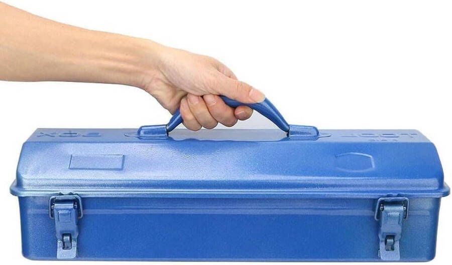 Ijzeren gereedschapskist draagbaar en multifunctioneel reparatiegereedschap opslagcontainer met metalen vergrendelingssluiting 37 * 16 * 11 zwart