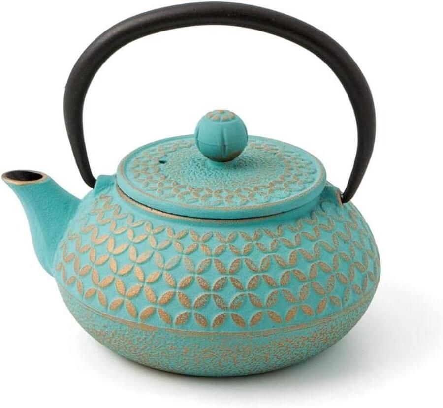 IJzeren theepot met RVS filter in Multicolor (Turkoois Goud) 05 cl