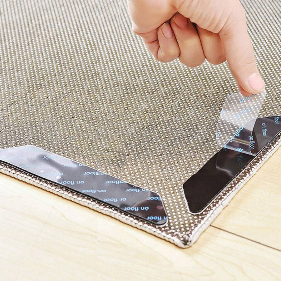 IKOOMEE anti-slip tapijt grijpers 8 stks herbruikbare bodem tapijt pads Stickers voor hout laminaat marmer en keramische tegelvloeren