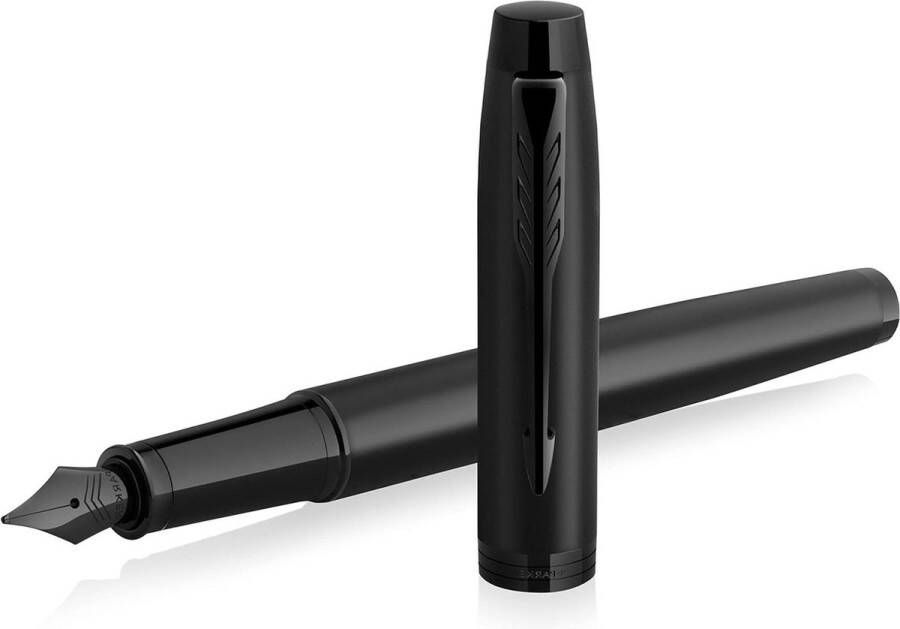 IM Vulpen Mat zwart met zwarte rand Medium Point met blauwe inktcartridge Geschenkdoos