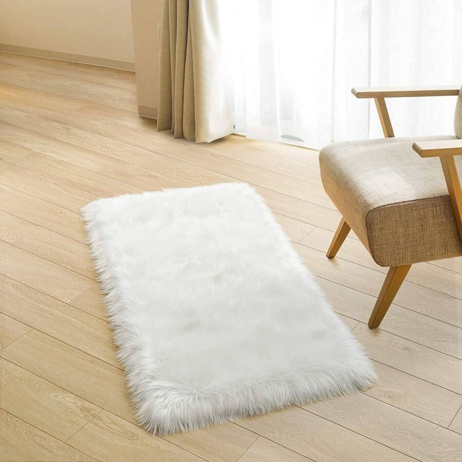 Imitatie schapenvacht langharig tapijt van imitatiebont wollige decoratievacht om op de grond te leggen voor bed of bank