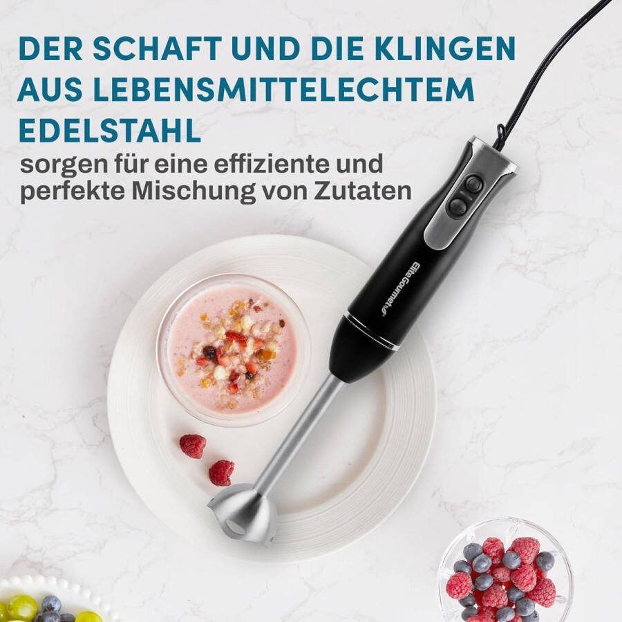 Immersion Hand Blender 500 Watt 2 Speed Mix Roestvrij Stalen Bladen Demonteerbare Wandstickmixer Smoothies Babyfood Soup Zwart