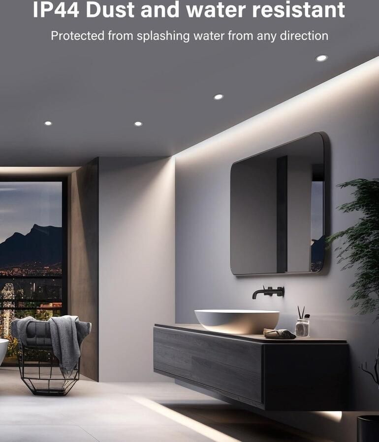 Inbouwspot 230V wit 10x IP44 LED spot plat 5W- plafondspots 6000K koud wit 310LM- aluminium inbouwspot 35 mm- IP44 inbouwverlichting voor badkamer- kantoor- plafondspot inbouwgat 70-90