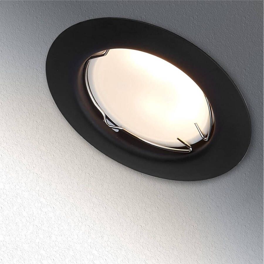 Inbouwspot set 3W zwart rond dimbaar 230V 55mm boring set van 5 warm wit LED GU10