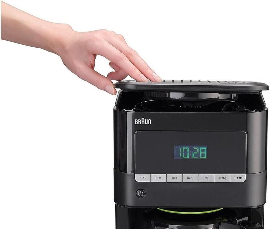 Incl. glazen kan Zwart koffiezetapparaat met 12 kopjes