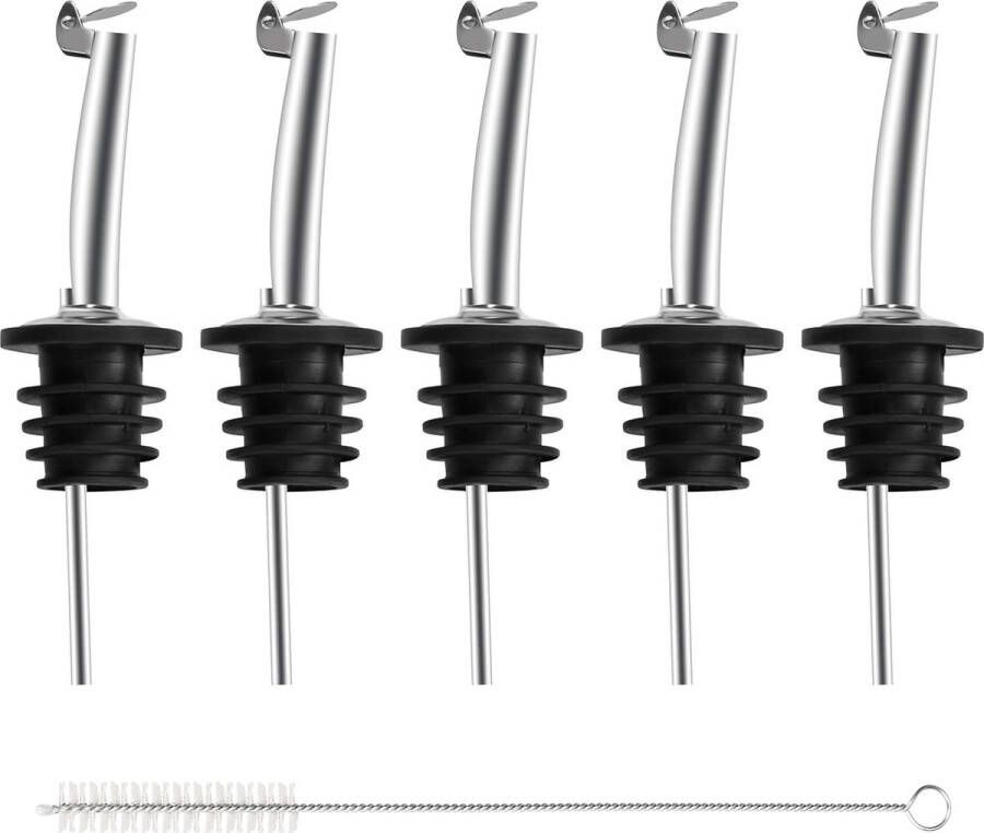 Incutex Pak van 5 Flessen schenktuit met dop Toelopende Schenktuit Olie drizzeler Alcohol Meter schenktuit Drank Schenker