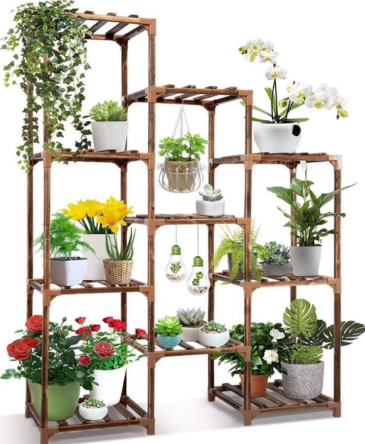 Indoor Outdoor Multi-Tier Flower Stand Grote Plantenrek Houten Hoge Multi-Tier Tuinplanken Houten Plantenhouder Plank voor Woonkamer Hoek Balkon Kantoor Gazon