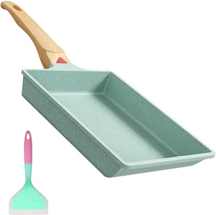 Inductie Tamagoyaki pan Japanse eierpan met anti-aanbaklaag en siliconen spatel