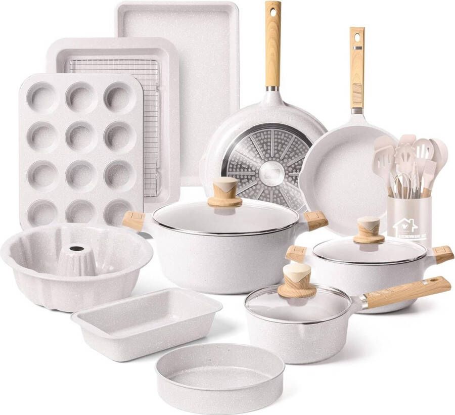 Inductiepan en pannenset antiaanbakpannenset met deksel graniet kookgerei set keukengerei set met bakwaren soeppan en braadpan kookgerei