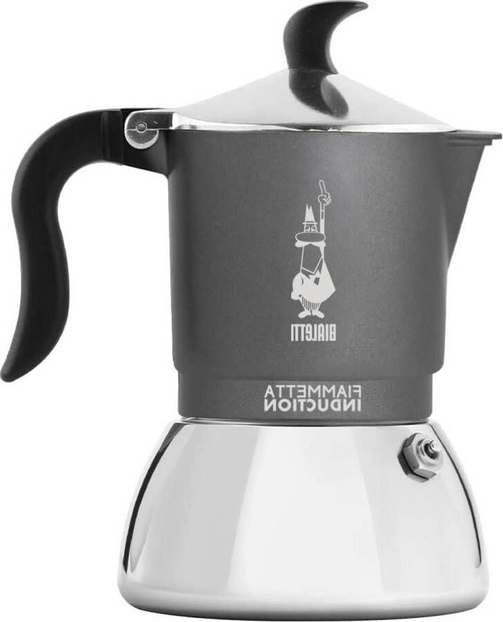 Induction Espressokoker aluminium staal grijs voor 2 kopjes