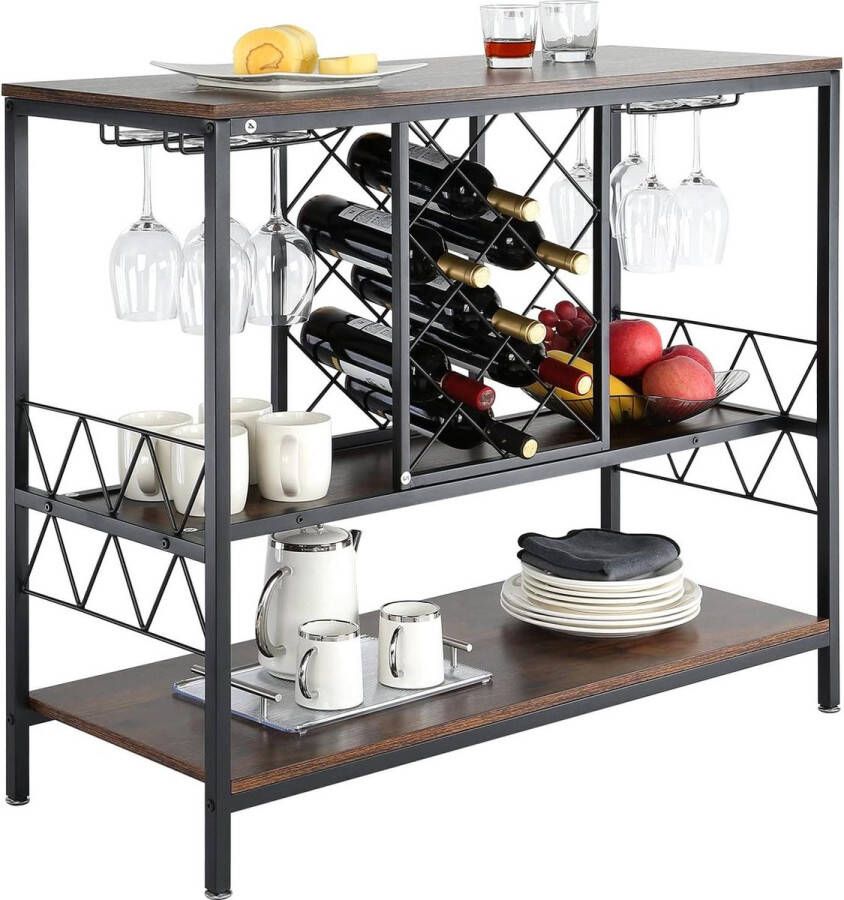 Industriële barkast wijntafel 40 inch drank en glazen dressoir buffetkast glazen houder wijnrek vrijstaande boerderij houten koffiebarkast woonkamer thuis bar
