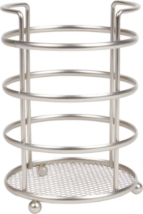 Industriële Bestekbeker Zilver Rond Ø11 x H16 5 cm Bestekhouder Keukengereihouder