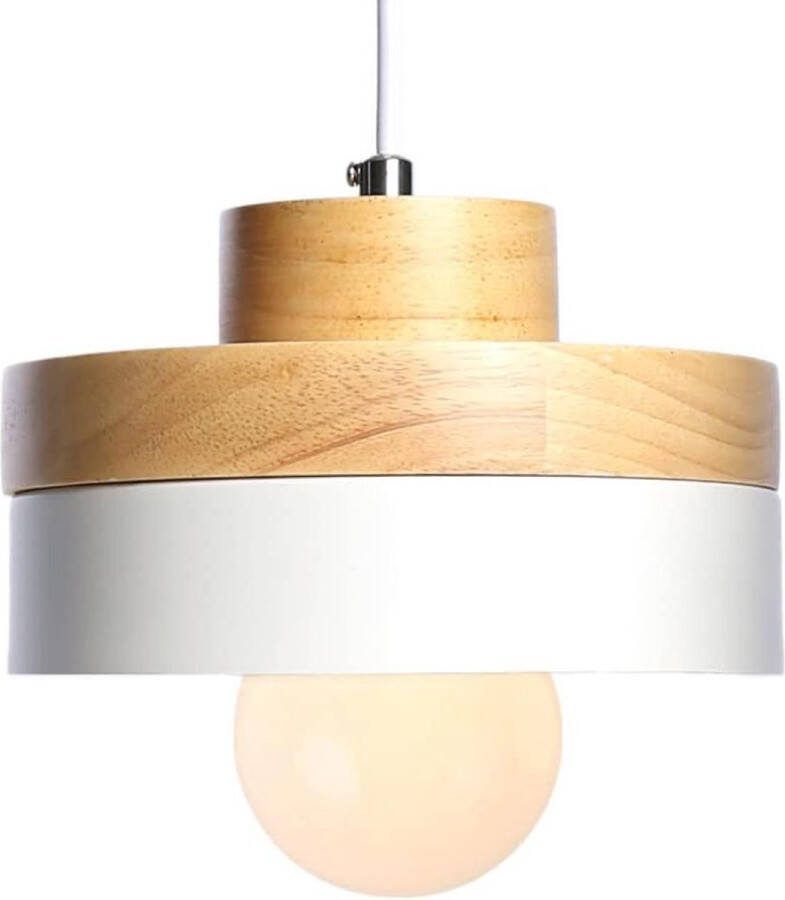Industriële Metalen Hanger Lampenkap Vintage Houten Decor Verlichting Plafond Hanglamp Moderne Kleine Lamp Armatuur Wit