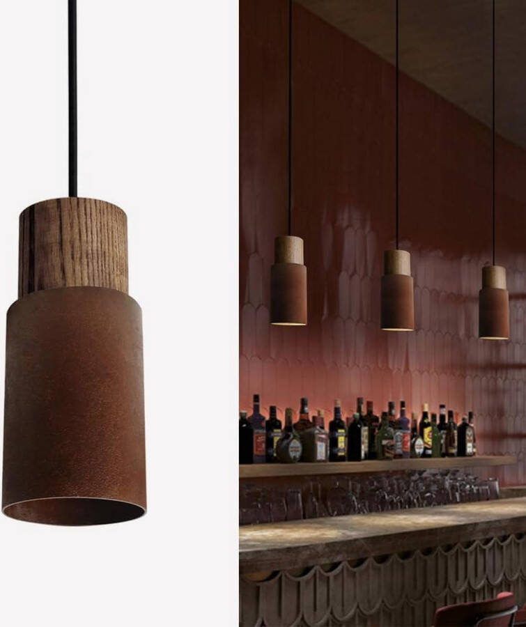 Industriële Vintage Houten Kroonluchter Retro Design Verstelbare Hoogte Hanglampen Roestrood Voor Keuken Woonkamer Restaurant Bars Kantoor e27 1pack