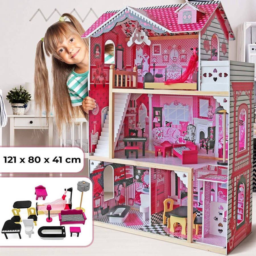 Infantastic Poppenhuis houten poppenhuis met meubels