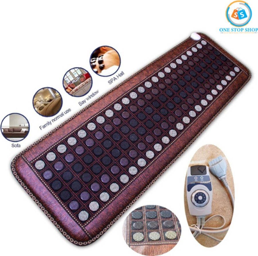Infrarood Edelstenen Thermomat Warmte Therapie Mat Echte Jade & Toermalijn 100x150cm Verwarmde Stenen Hot stone Herstelt Lichaam & Geest