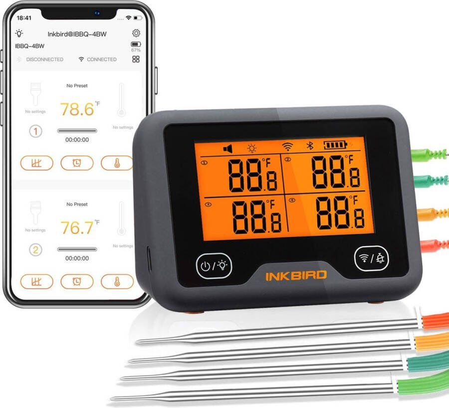 INKBIRD Wi-Fi & Bluetooth Vleesthermometer IBBQ-4BW