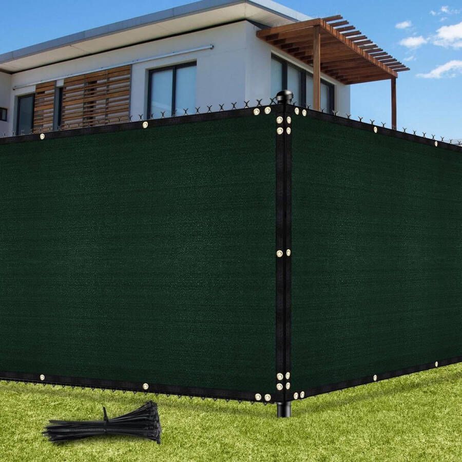 Inkijkbescherming omheining 15 m x 10 m hekscherm schaduwnet oogjes 142 g m² blokkade uv-bescherming windscherm HDPE-weefsel kabelbinders tuinhek broeikas groen UIRWAY Omheining Net
