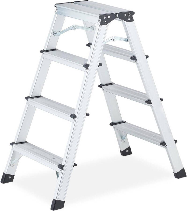 Inklapbare Aluminium Dubbele Trap Lichtgewicht Huishoudtrap 4 Treden Tot 120 kg Ladder