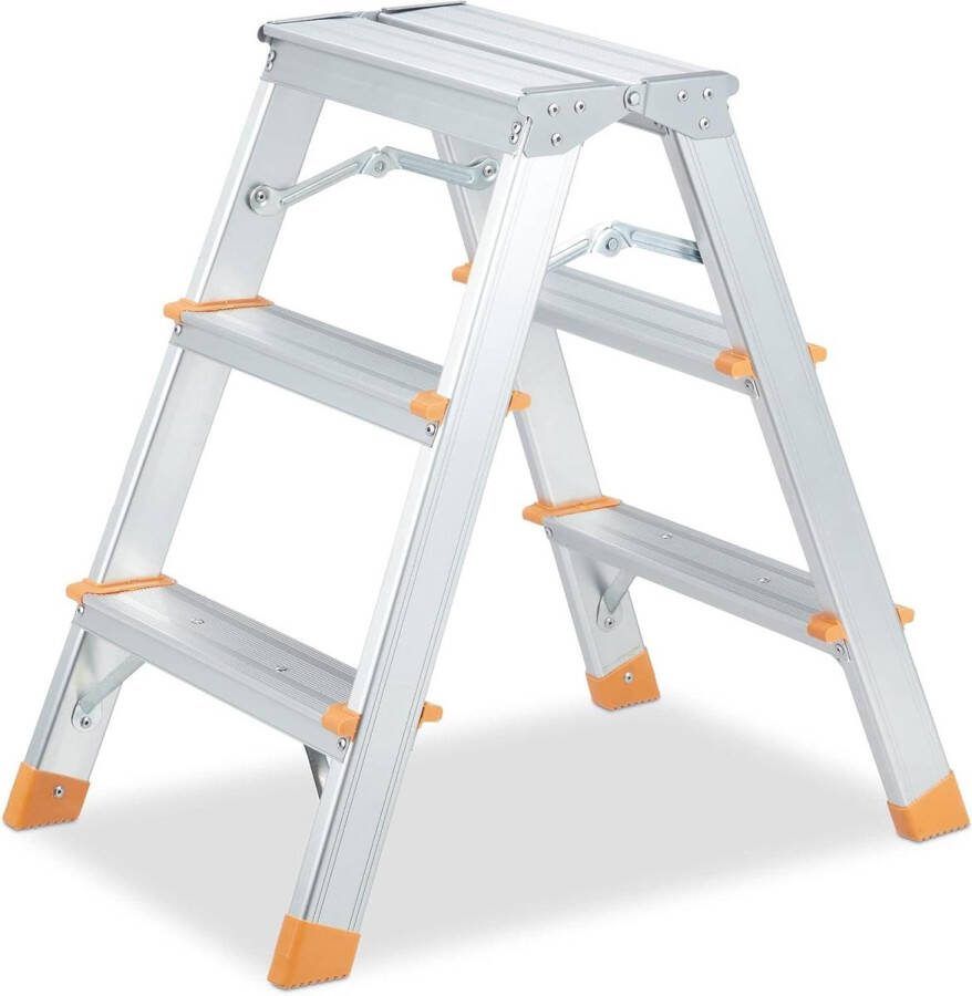 Inklapbare aluminium dubbele trap tot 150 kg lichtgewicht huishoudtrap 3 treden