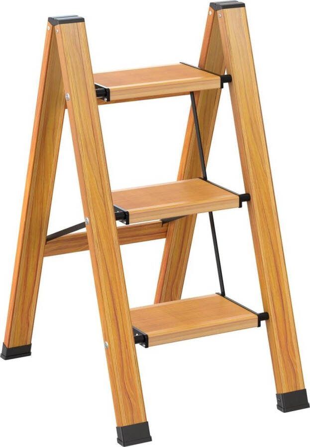 Inklapbare aluminium trapladder Vouwladder 3 treden antislip huishoudladder Draagbaar tot 150 kg Multifunctioneel voor keuken badkamer camping Trapladder