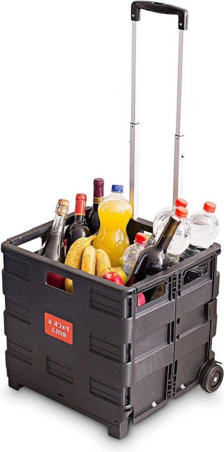 Inklapbare Boodschappentrolley tot 35 kg Verstelbare Handgreep Met Wielen Zwart Afmetingen: 100 x 42 x 37 cm boodschappenkrat met wielen