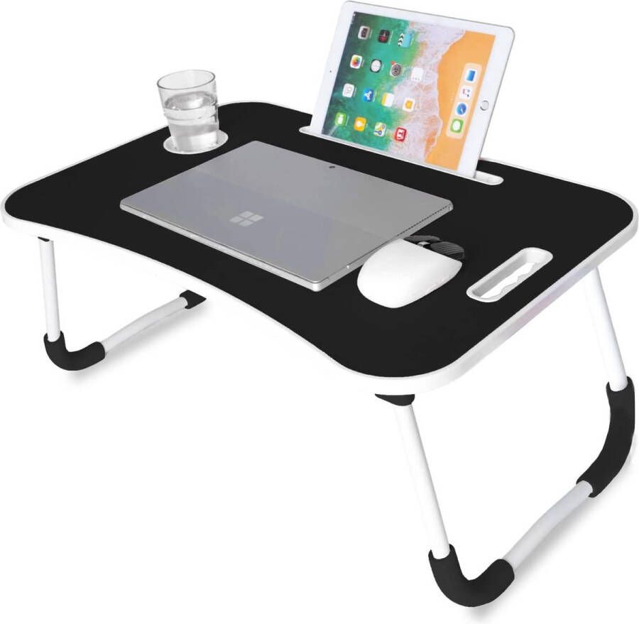 Inklapbare computertafel bedlade laptopbedtafel leesstandaard op bed kleine computertafel ontbijtlade leesstandaard voor bed (zwart zonder lade)