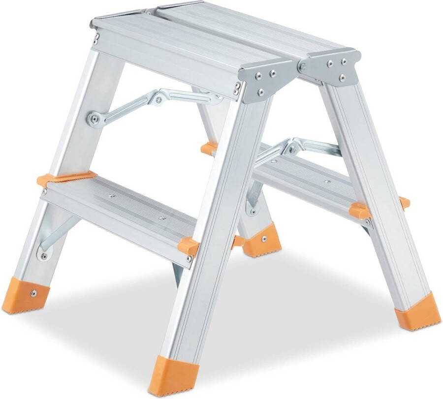 Inklapbare dubbele trap aluminium lichtgewicht huishoudtrap 2 treden tot 150 kg Trapladder