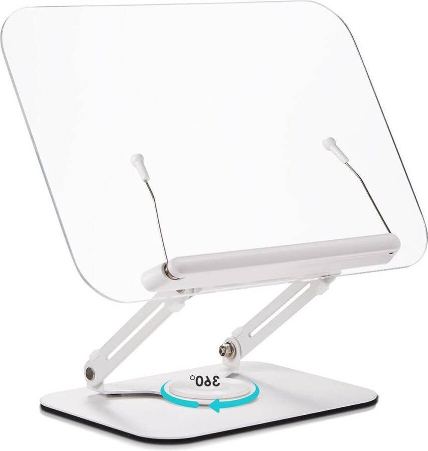 Inklapbare en draagbare boekenstandaard in hoogte verstelbaar 360° draaibare basis helder acryl metaal kookboekhouder leesstandaard voor kinderen Kindle tablet. book seat