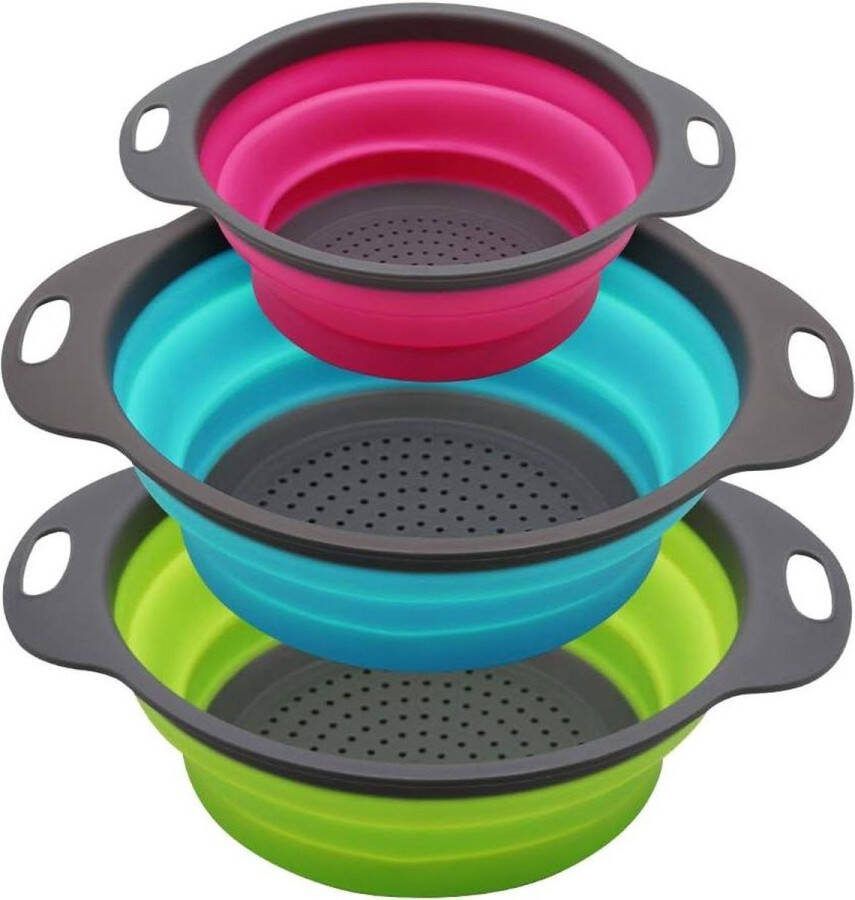Inklapbare pastazeef voor camping en salades keukengerei voor afdruipen pasta groenten fruit 3 stuks Vergiet