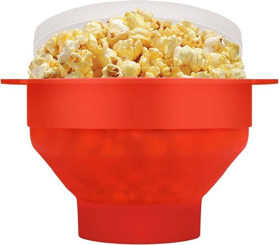 Inklapbare siliconen magnetron popcorn popper BPA vrij popcorn kom met deksel en handvat rood vaatwasmachinebestendig voor feesten en filmavonden popcorn bowl