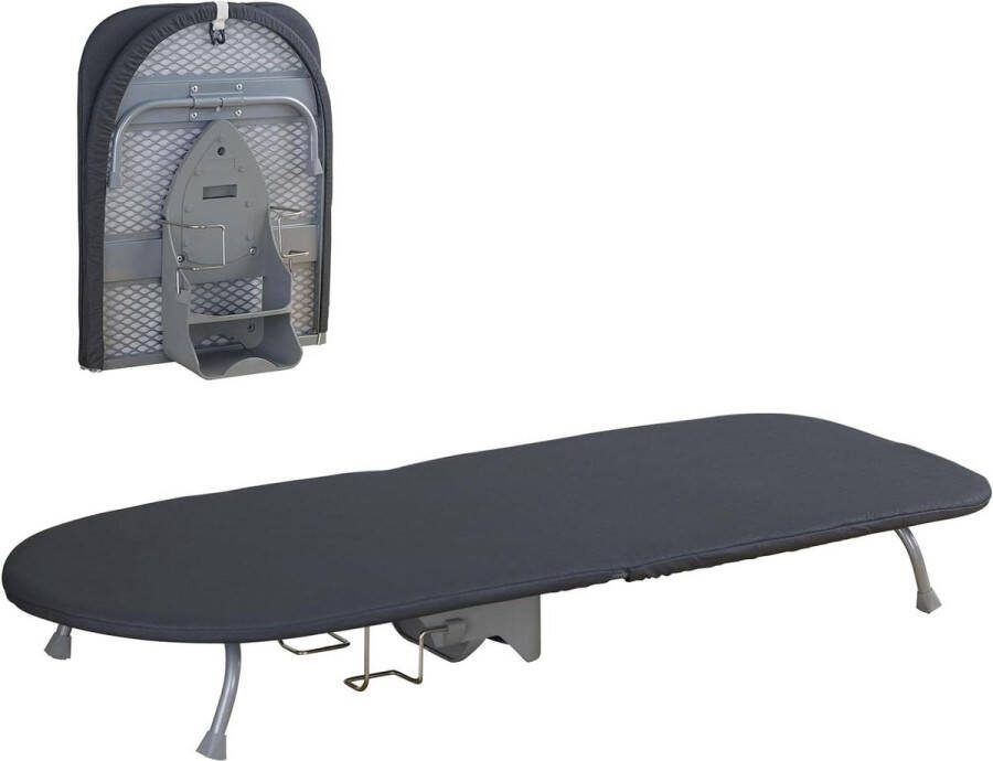 Inklapbare tafelstrijkplank compact lichtgewicht zwart strijkplankovertrek 89cm x 33cm Strijkplank
