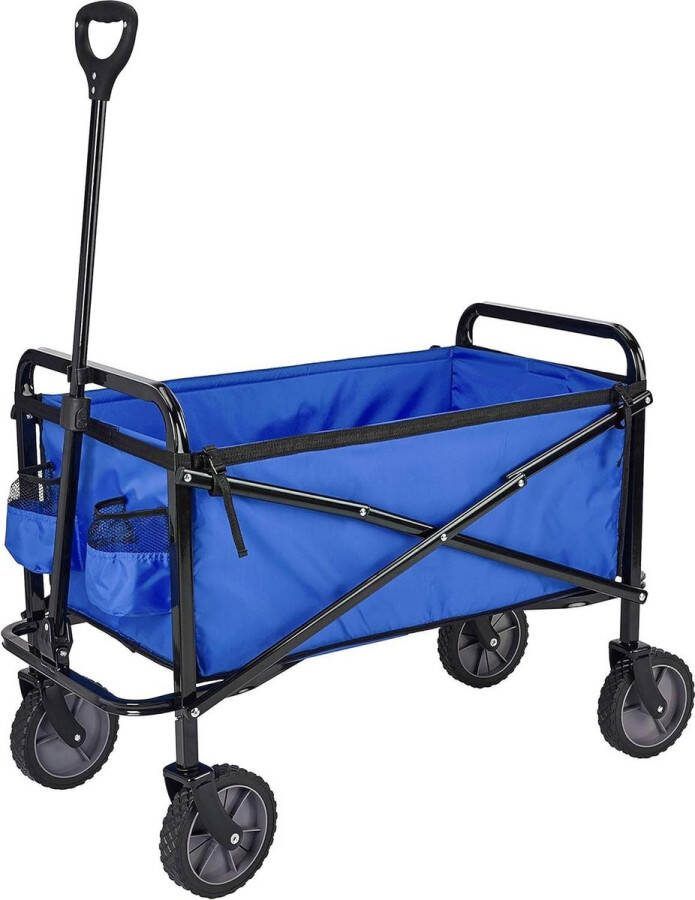 Inklapbare tuinwagen trolley voor buiten met hoes hoogte verstelbaar opvouwbaar blauw