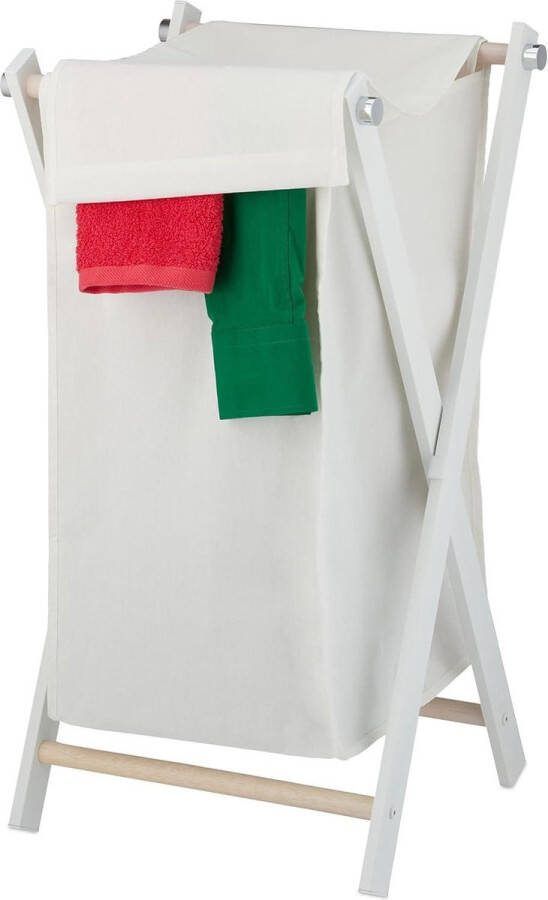 Inklapbare wasmand met deksel 50 liter crème wit badkamer opbergmand blanket basket