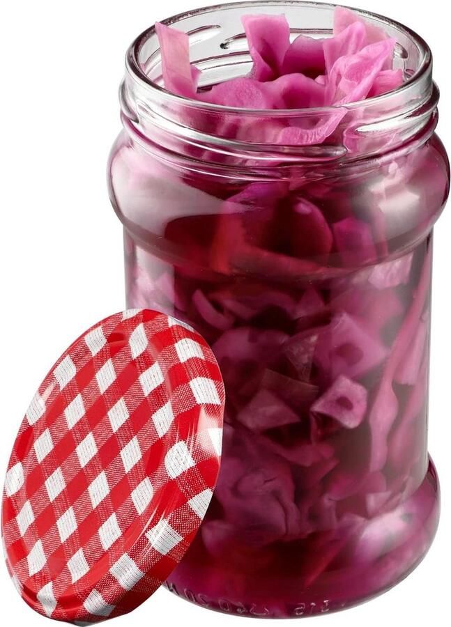 Inmaakpotten 315 ml Diameter 66 mm Honing Jampotten Luchtdicht Rood Geruit 10 Stuks jampotjes met deksel