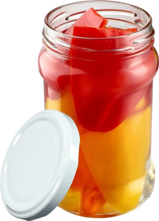 Inmaakpotten 315 ml Diameter 66 mm Potten voor honing Jampotten met deksel Luchtdicht Set van 10 Wit jampotjes met deksel