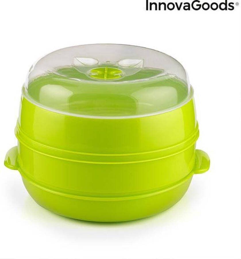 InnovaGoods Stoomkoker Fresh Dubbele Magnetron-Steamer Afwasmachine bestendig 2 Compartimenten Stoomregulerende Klep