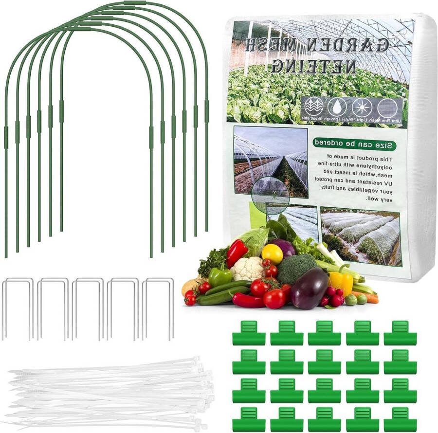 Insect fijnmazig gaas barrière 10x3m tuin vlinder gaas bescherm groenten aardbeien brassica 6 stuks tuin hoepels cloche hoepels