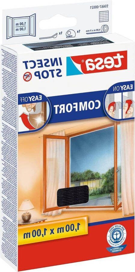 Insect Stop Comfort Vliegenhor voor Ramen Insectenhor raamhor Met klittenband Snij uw eigen horraam op maat Muggenhor antraciet 130 cm x 150 cm met klittenband Raamscherm
