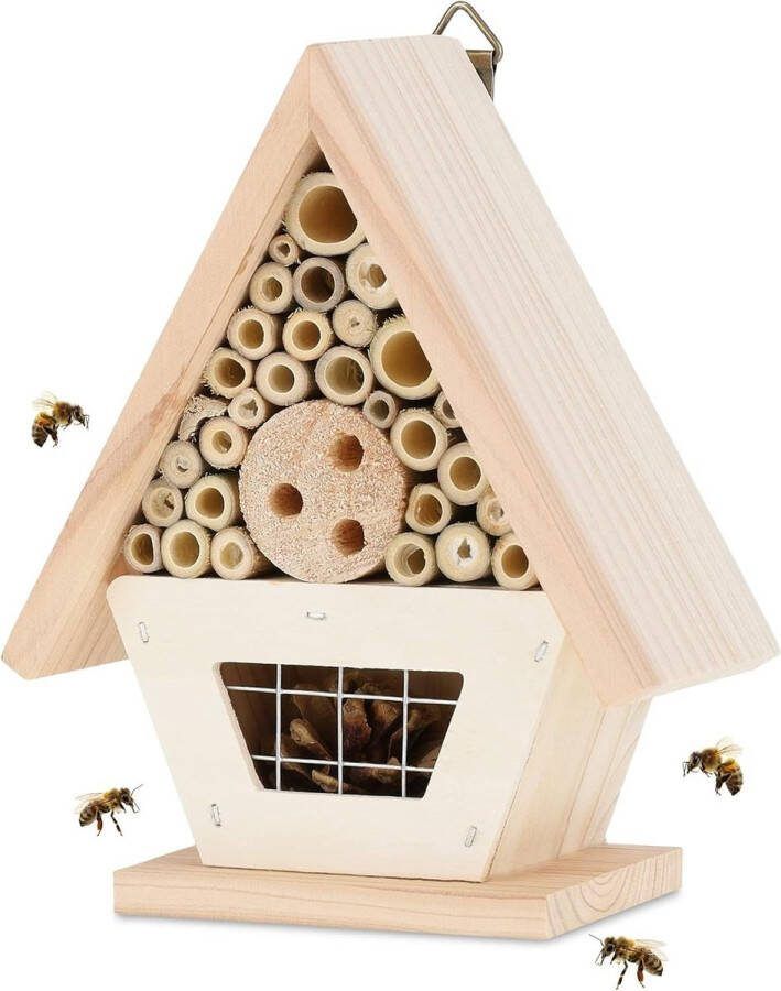 Insectenhotel dennenhout om op te hangen in tuin en balkon 19 x 15 x 8 cm insectenhuisje natuurlijke uitstraling insect hotel