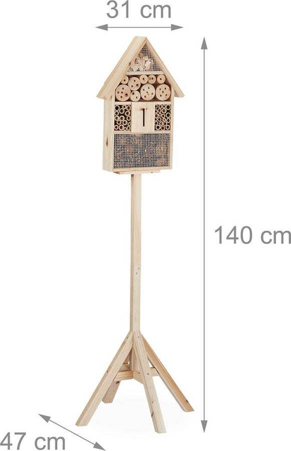 Insectenhotel Design insectenhotel met natuurlijke materiaal Voor bijen lieveheersbeestjes en vlinders Om op te hangen 140 x 47 x 47 cm