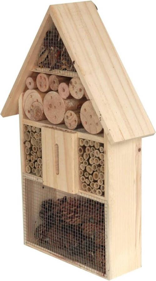 Insectenhotel Design insectenhotel met natuurlijke materiaal Voor bijen lieveheersbeestjes en vlinders Om op te hangen 31 x 10 x 48 cm