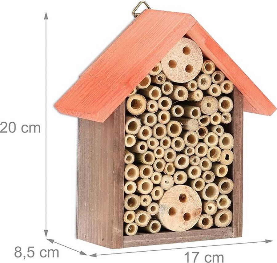 Insectenhotel Design insectenhotel met natuurlijke materiaal Voor bijen lieveheersbeestjes en vlinders Om op te hangen 20 x 17 x 8.5 cm