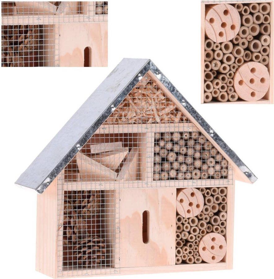 Insectenhotel Design insectenhotel met natuurlijke materiaal Voor bijen lieveheersbeestjes en vlinders Om op te hangen 29 5 x 8 x 28 cm