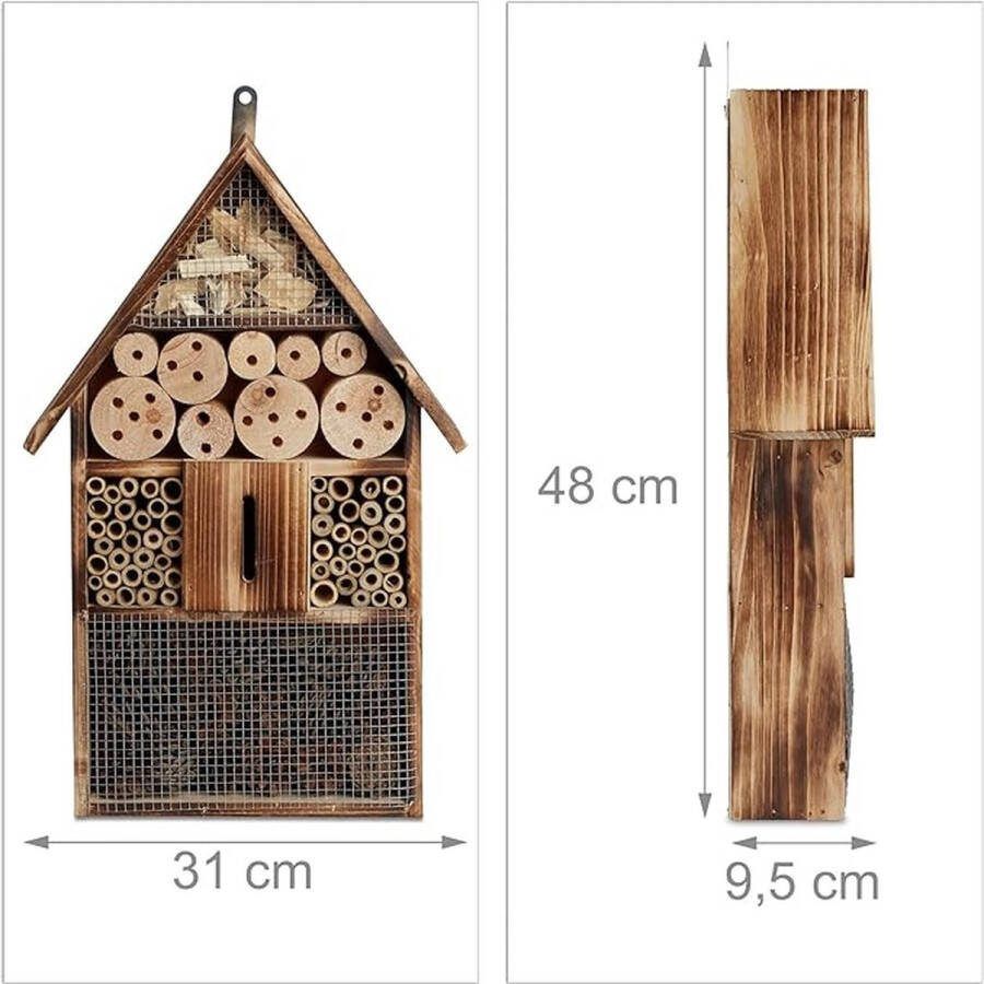 Insectenhotel Design insectenhotel met natuurlijke materiaal Voor bijen lieveheersbeestjes en vlinders Om op te hangen ‎9.5 x 31 x 48 cm