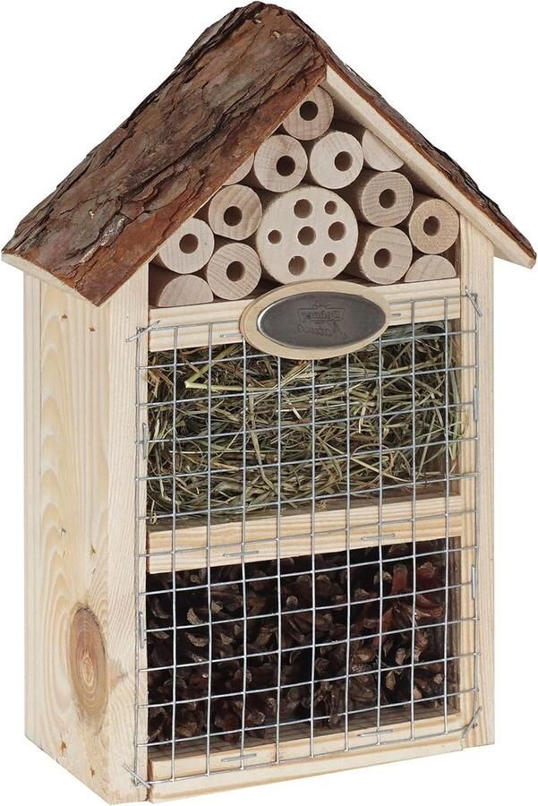 Bijenhotel Insectenhotel Flavia ca. 19 x 28 x 9 cm grenenhout metaal natuur