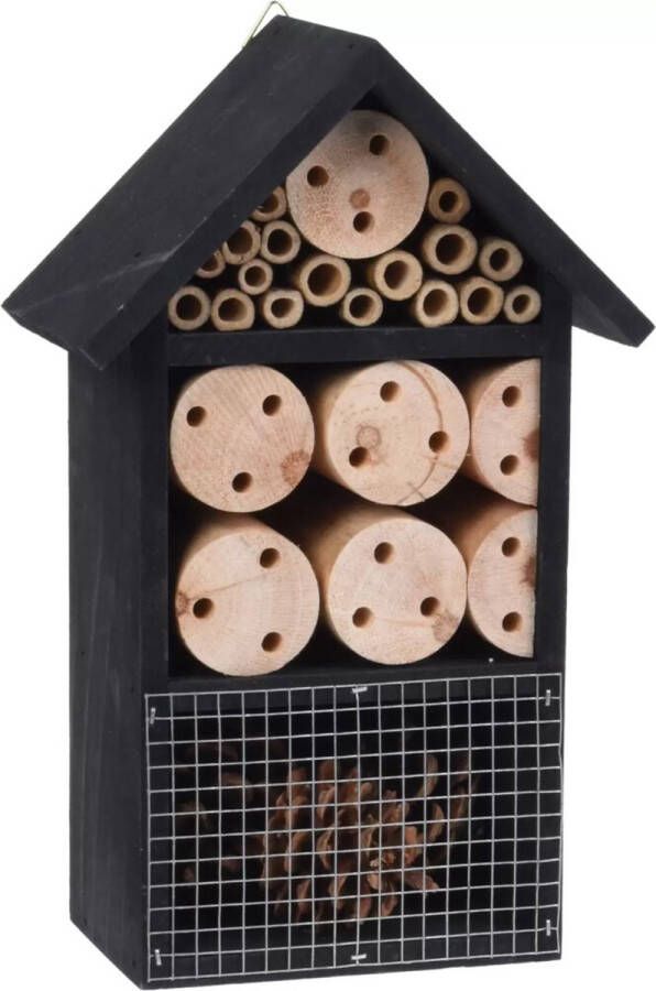 Pro Garden Insectenhotel hout 25cm zwart