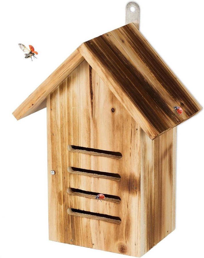 Insectenhotel hout 25x185x12 cm ophangen in tuin voor lieveheersbeestjes natuurlijke omgeving