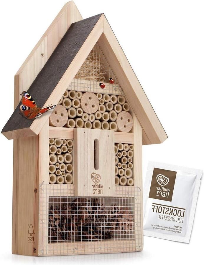 Insectenhotel inclusief lokstof Geschroefd massief houten insectenhuis voor bijen lieveheersbeestjes gaasvliegen en vlinders