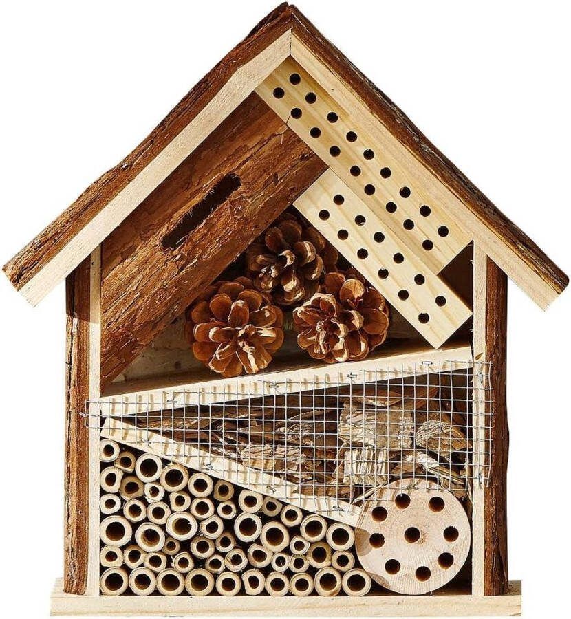 Insectenhotel Norwich ca. 30 x 28 x 95 cm dennenhout bruin